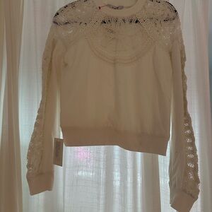 Sold Out Sea White Lace Detail Branca Battenburg Sweatshirt